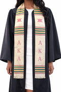 Alpha Kappa Alpha White with Pink Letters Kente Stole