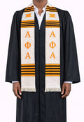 Alpha Phi Alpha White with Gold Letters Kente Stole