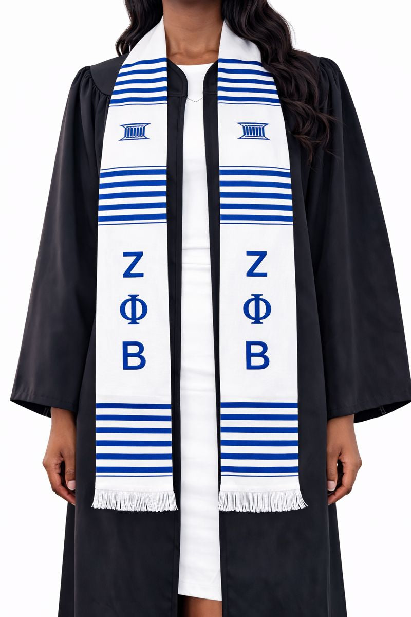 Zeta Phi Beta White Kente Stole